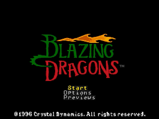 Blazing Dragons title screen for Sega Saturn